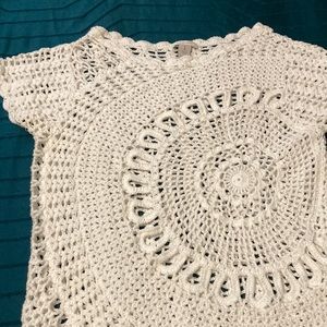 White size 1 Chico’s crochet short sleeve top